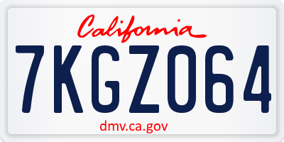 CA license plate 7KGZ064