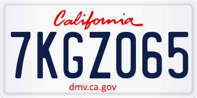CA license plate 7KGZ065