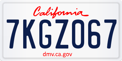 CA license plate 7KGZ067