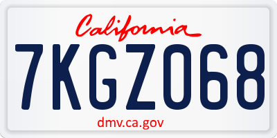 CA license plate 7KGZ068