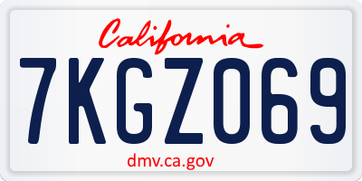 CA license plate 7KGZ069