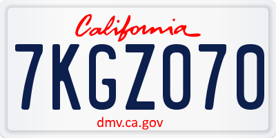 CA license plate 7KGZ070