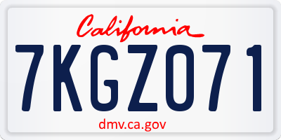 CA license plate 7KGZ071