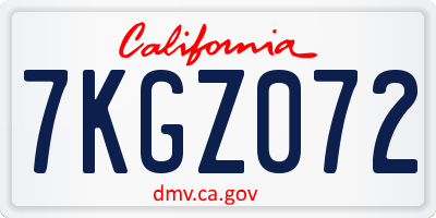 CA license plate 7KGZ072