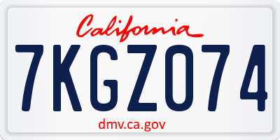 CA license plate 7KGZ074