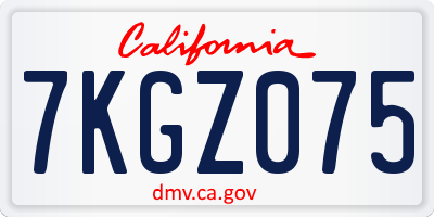 CA license plate 7KGZ075