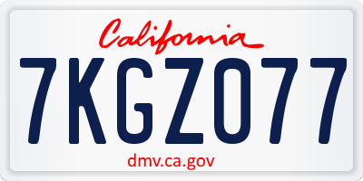 CA license plate 7KGZ077