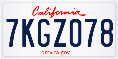 CA license plate 7KGZ078