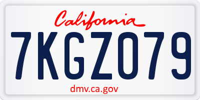 CA license plate 7KGZ079