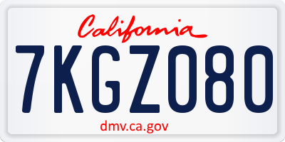 CA license plate 7KGZ080