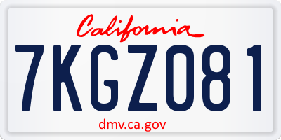CA license plate 7KGZ081