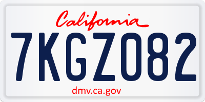 CA license plate 7KGZ082