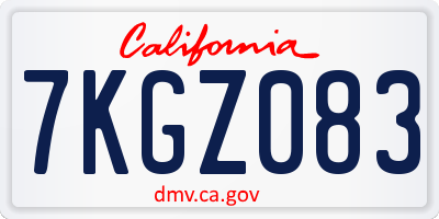 CA license plate 7KGZ083
