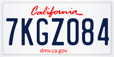 CA license plate 7KGZ084