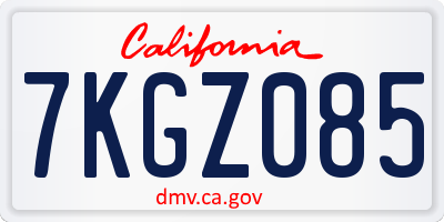 CA license plate 7KGZ085