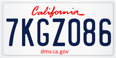 CA license plate 7KGZ086