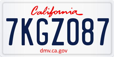 CA license plate 7KGZ087
