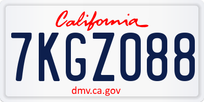 CA license plate 7KGZ088