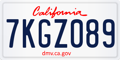 CA license plate 7KGZ089