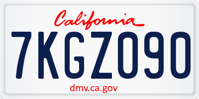 CA license plate 7KGZ090
