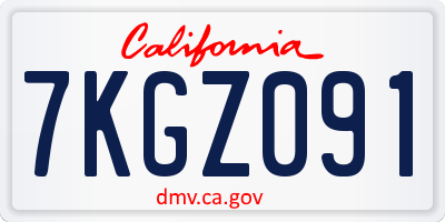 CA license plate 7KGZ091