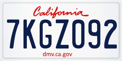CA license plate 7KGZ092