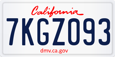 CA license plate 7KGZ093