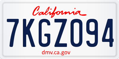 CA license plate 7KGZ094