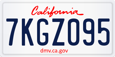 CA license plate 7KGZ095