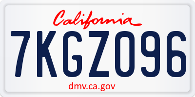 CA license plate 7KGZ096