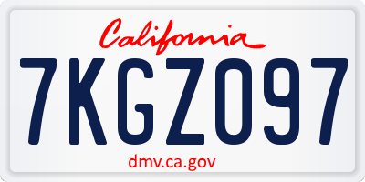 CA license plate 7KGZ097