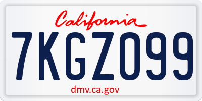 CA license plate 7KGZ099