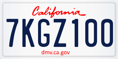 CA license plate 7KGZ100