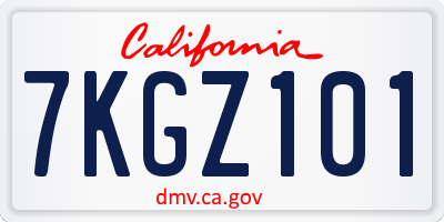 CA license plate 7KGZ101