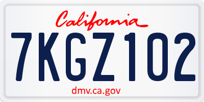 CA license plate 7KGZ102