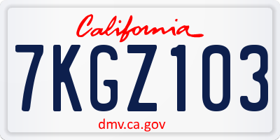 CA license plate 7KGZ103