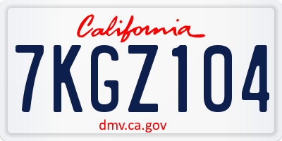 CA license plate 7KGZ104