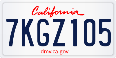 CA license plate 7KGZ105