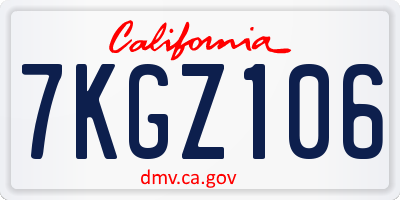 CA license plate 7KGZ106
