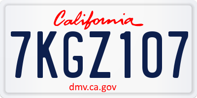 CA license plate 7KGZ107