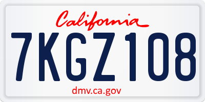 CA license plate 7KGZ108