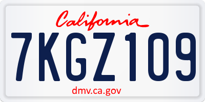 CA license plate 7KGZ109