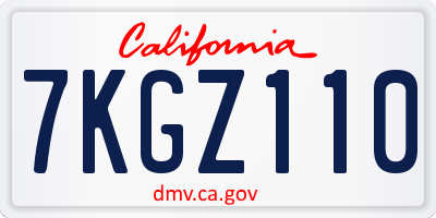 CA license plate 7KGZ110