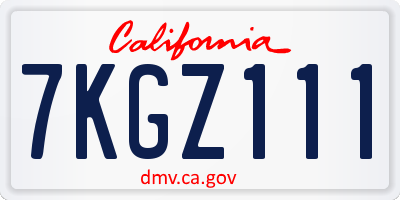 CA license plate 7KGZ111