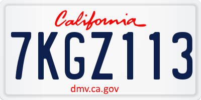 CA license plate 7KGZ113