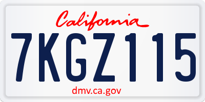 CA license plate 7KGZ115