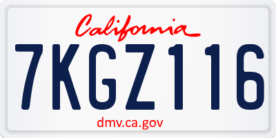 CA license plate 7KGZ116