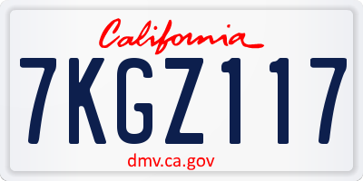 CA license plate 7KGZ117