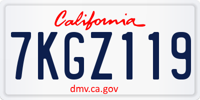 CA license plate 7KGZ119