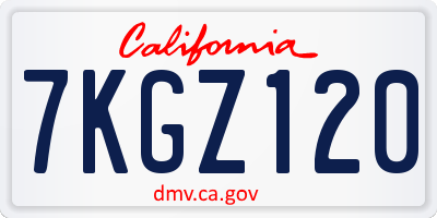 CA license plate 7KGZ120